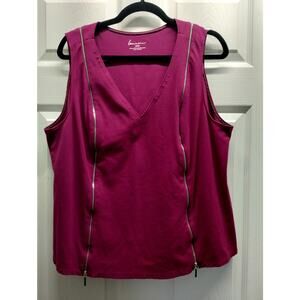 Lane Bryant Women's Size 18/20 Magenta Fuchsia Sleeveless V-Neck Ponte Knit Top